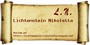 Lichtenstein Nikoletta névjegykártya